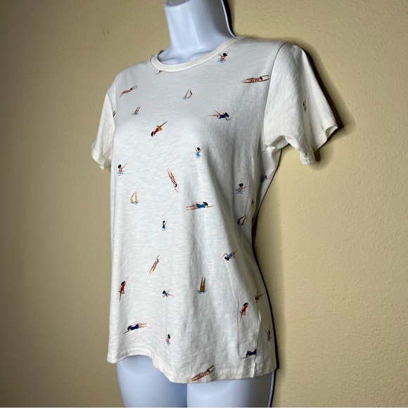 J CREW White Swimmers Tee with Glitter Accents - H7879 - Sz XS - Picture 5 of 13
